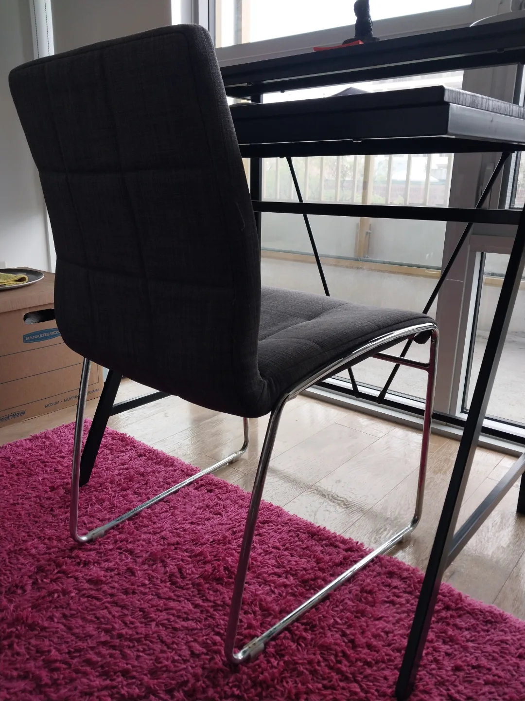 Modern Dark Grey Fabric Chair with Chrome Legs image indicator(3)