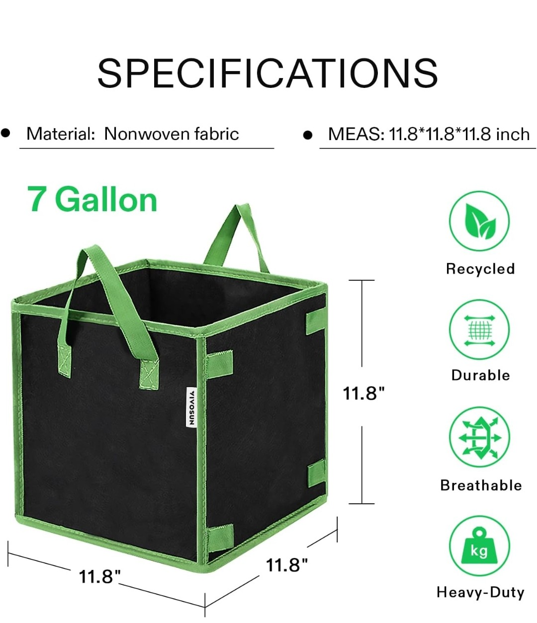 4-Pack 7 Gallon Non-Woven Fabric Grow Bags with Handles