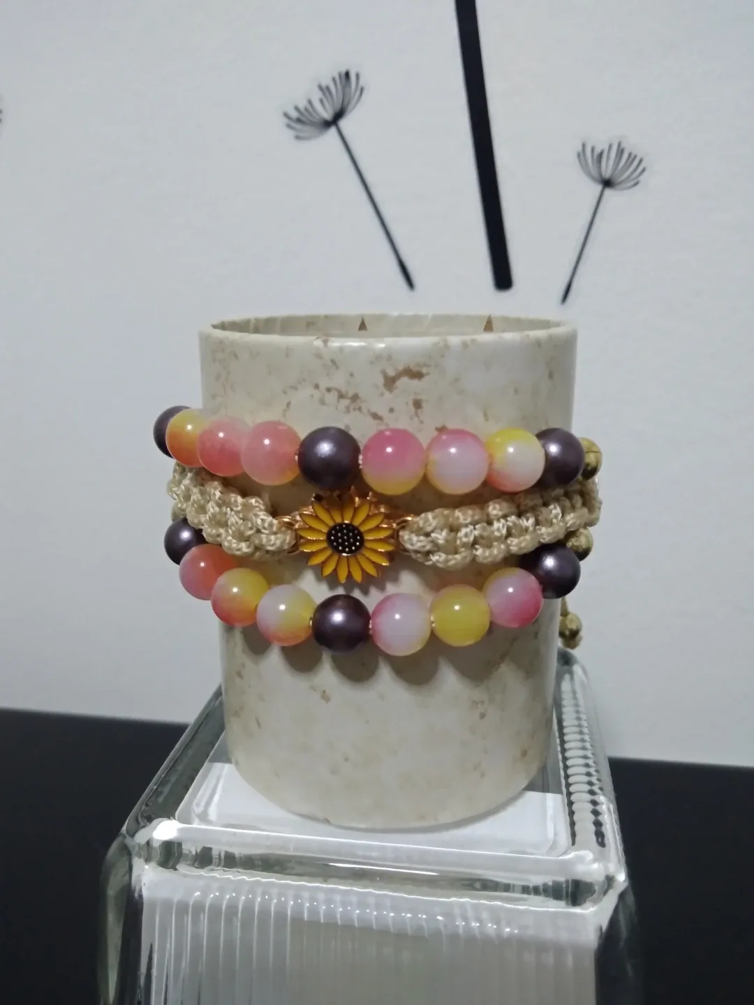 3 Strand Macrame Sunflower Bracelet thumbnail