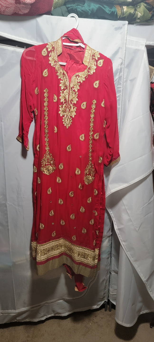Gorgeous Red & Gold Embroidered Salwar Kameez