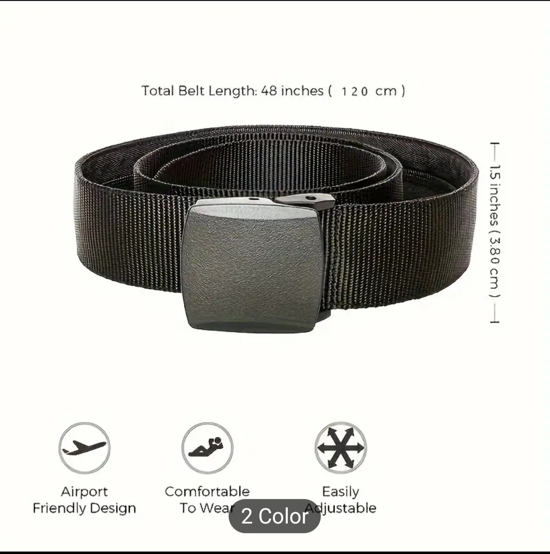 Men's Black Nylon Web Belt - 48 Inches - photo 3