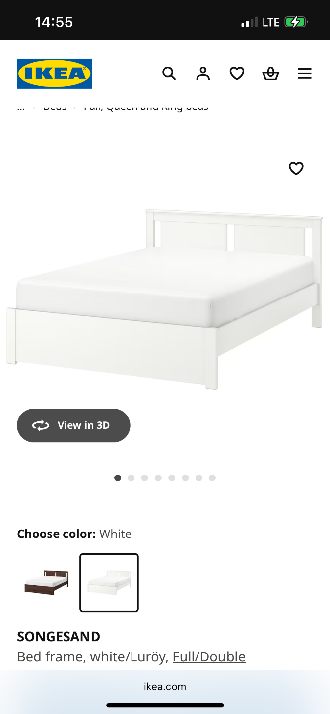 IKEA SONGESAND Full/Double Bed Frame - White（INCLUDE MATTRESS）