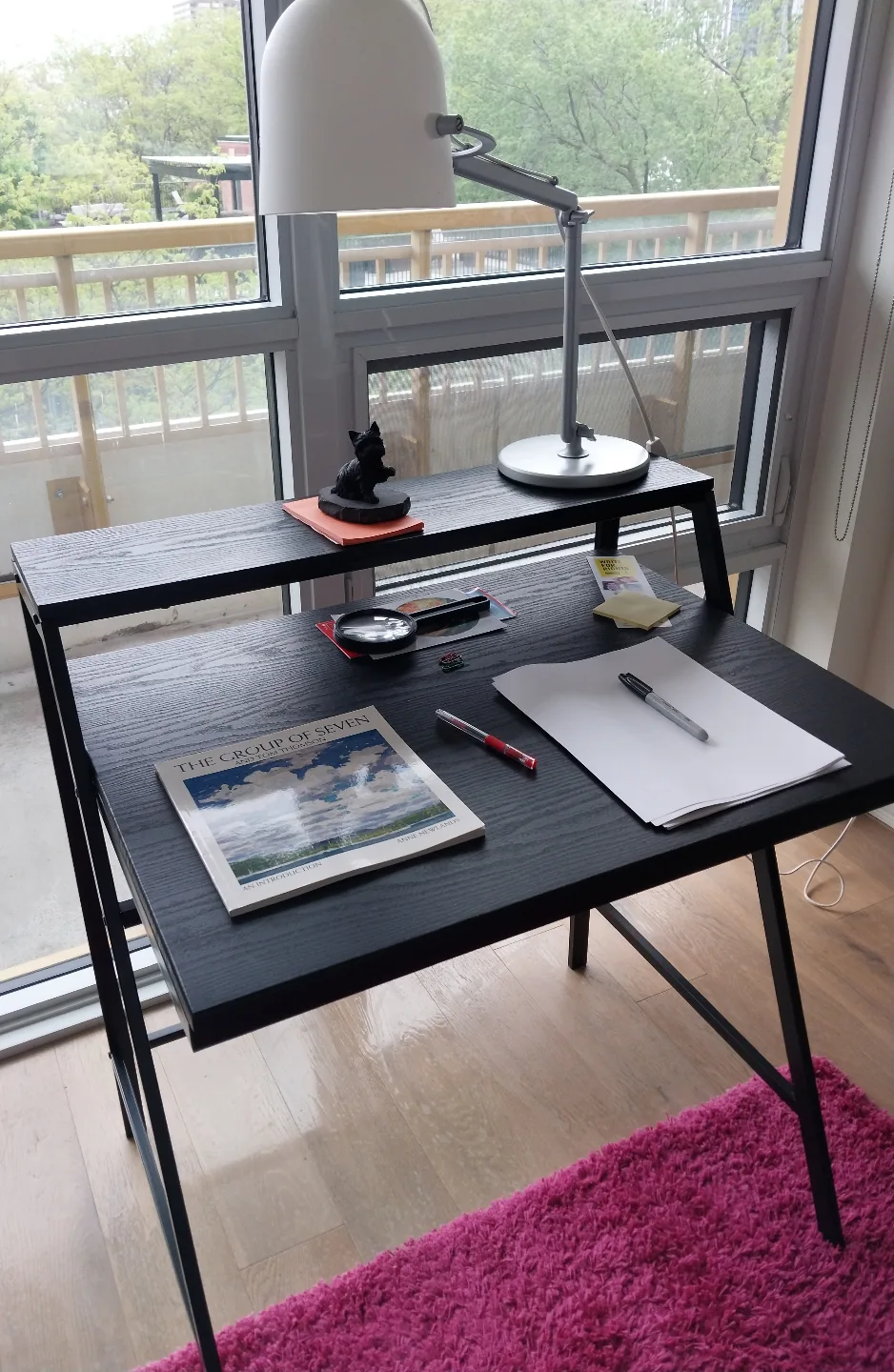Black Wooden Desk with Metal Frame image indicator(3)
