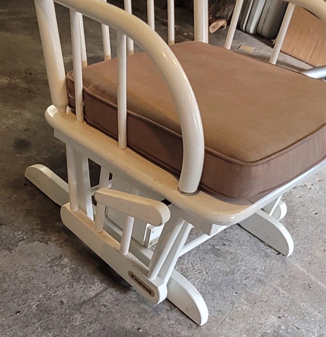 White Wooden Glider Rocker with Cushion - photo 4