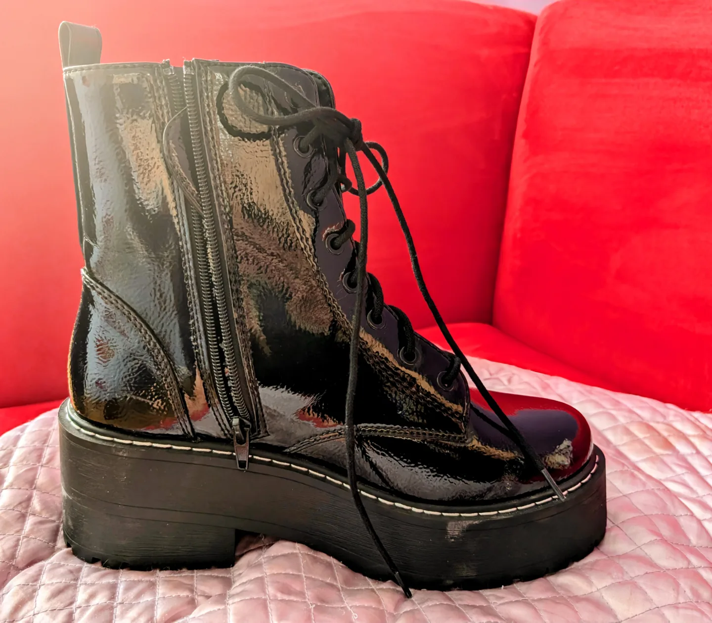 Black Patent faux leather Platform Boots image indicator(3)