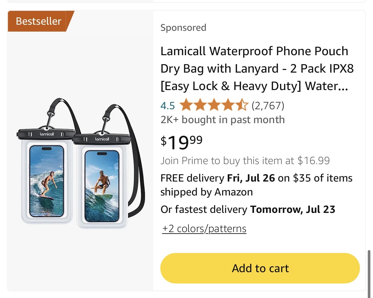 Waterproof Phone Pouch Dry Bag with Lanyard - IPX8