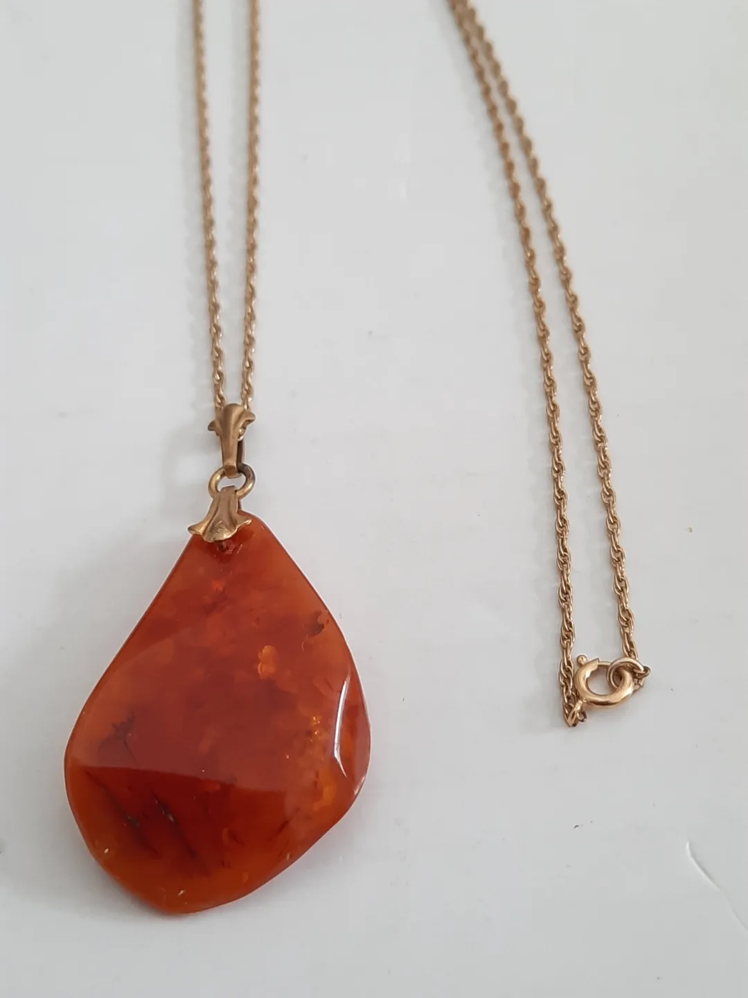 Vintage 12k gold filledAmber Pendant Necklace thumbnail