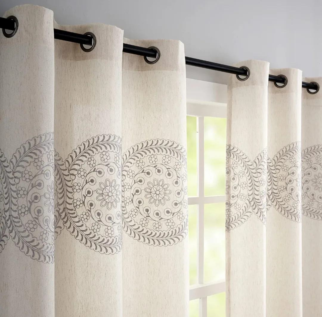 Elegant Curtains with Embroidered Design