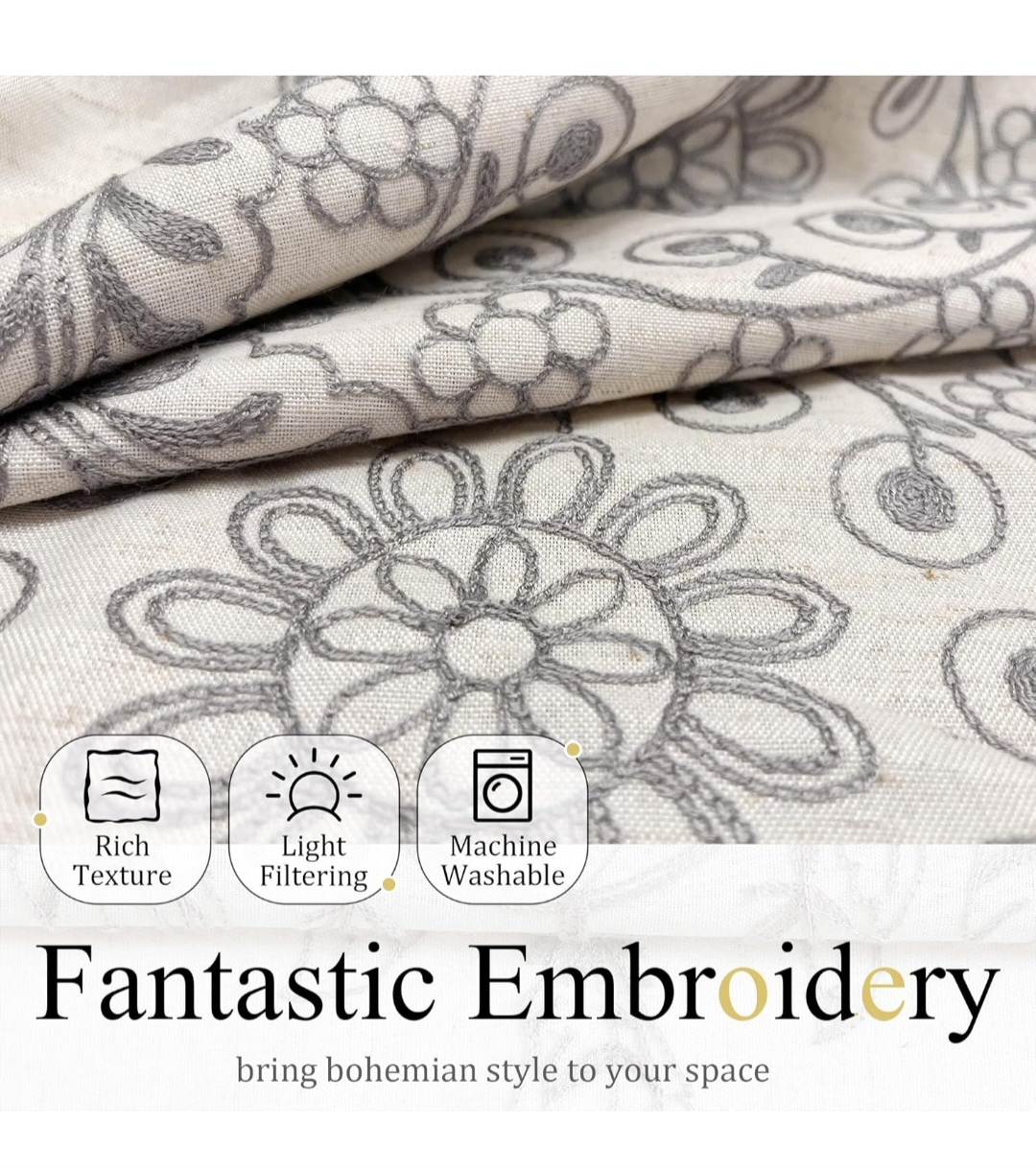Elegant Curtains with Embroidered Design - photo 4