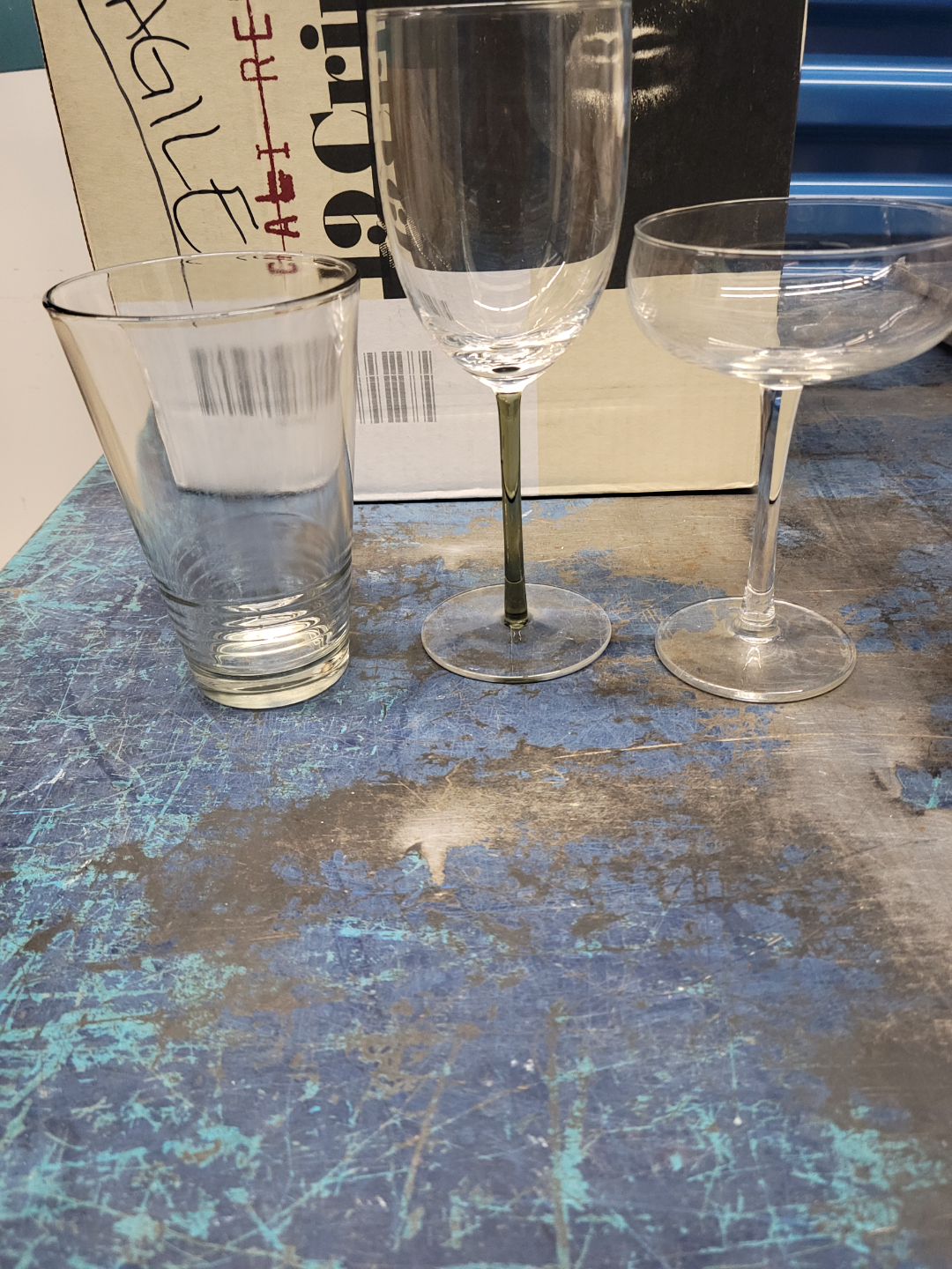 Set of three vintage glassware