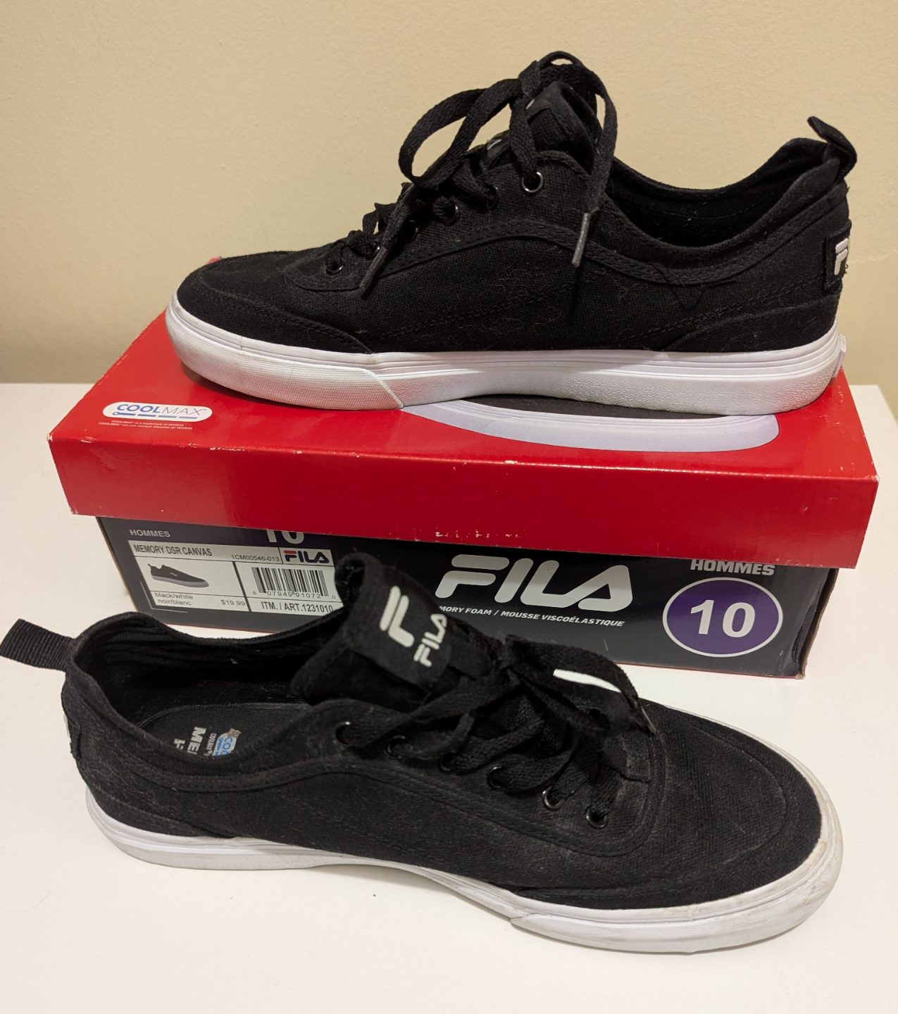 Fila Men's Memory Foam Canvas Low-Top Sneakers - Size 10 - photo 2