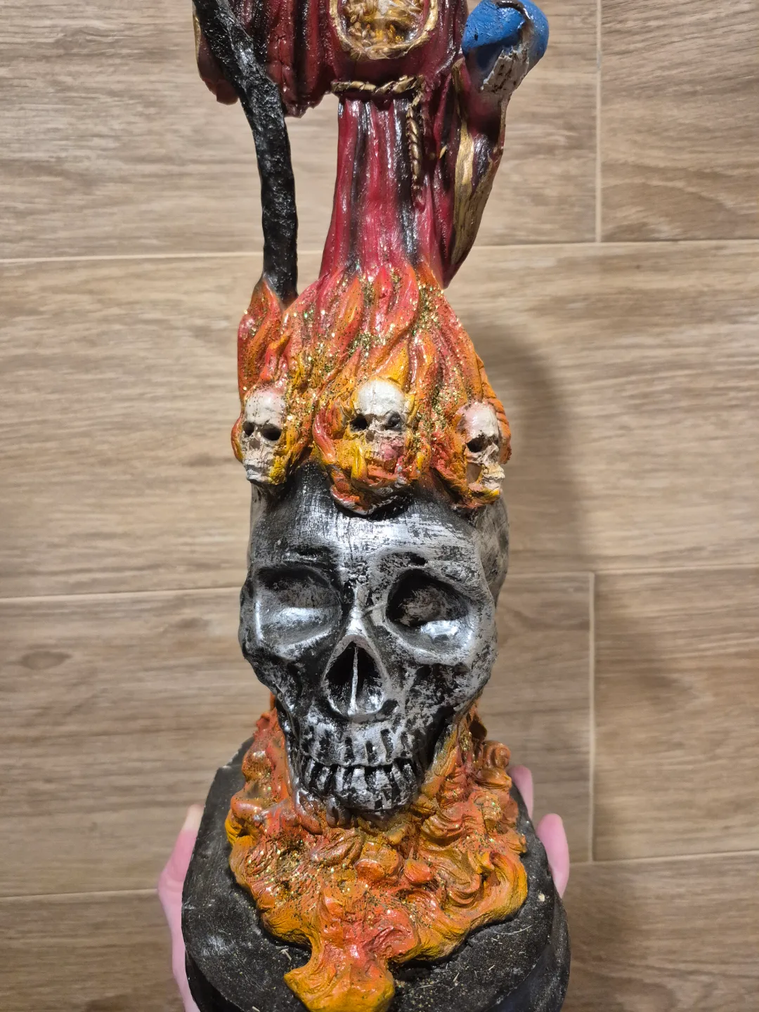 Santa Muerte Statue on Flaming Skull image indicator(3)