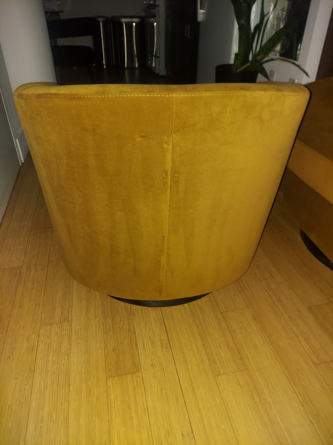 TWO Swivel Mustard Yellow Velvet Accent Chairs - photo 3