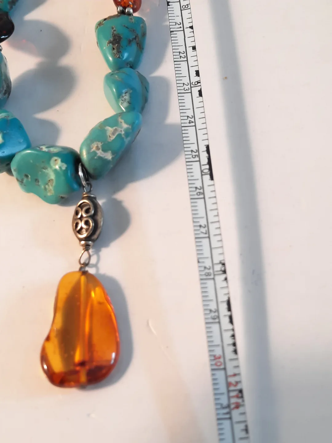 Turquoise and Amber Necklace with 925 silver clasp image indicator(4)