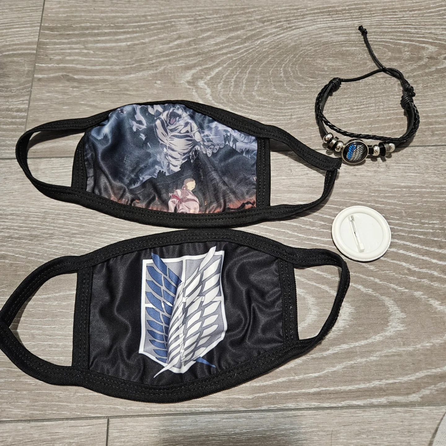 #freecycle AOT Bundle: Two Face Masks, Bracelet, and Pin image indicator(2)