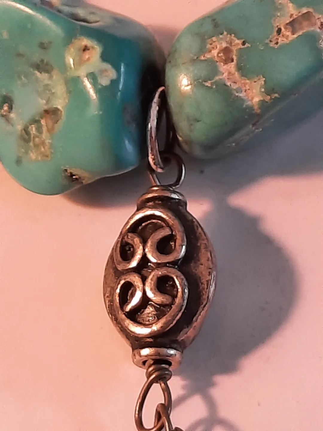 Turquoise and Amber Necklace with 925 silver clasp image indicator(7)