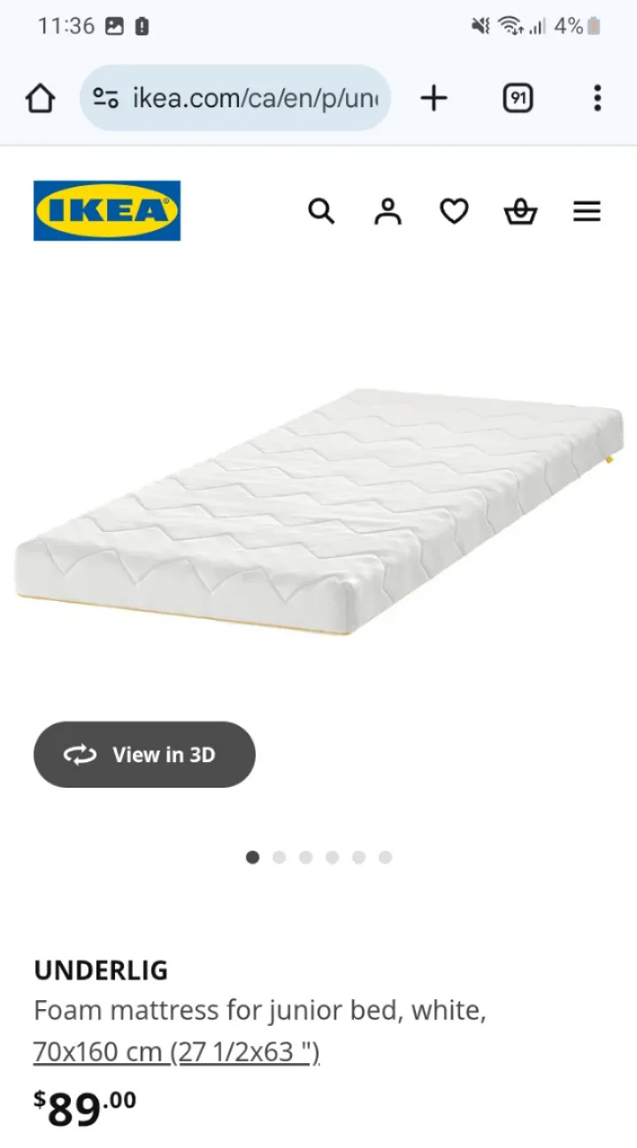 Ikea underlig mattress thumbnail