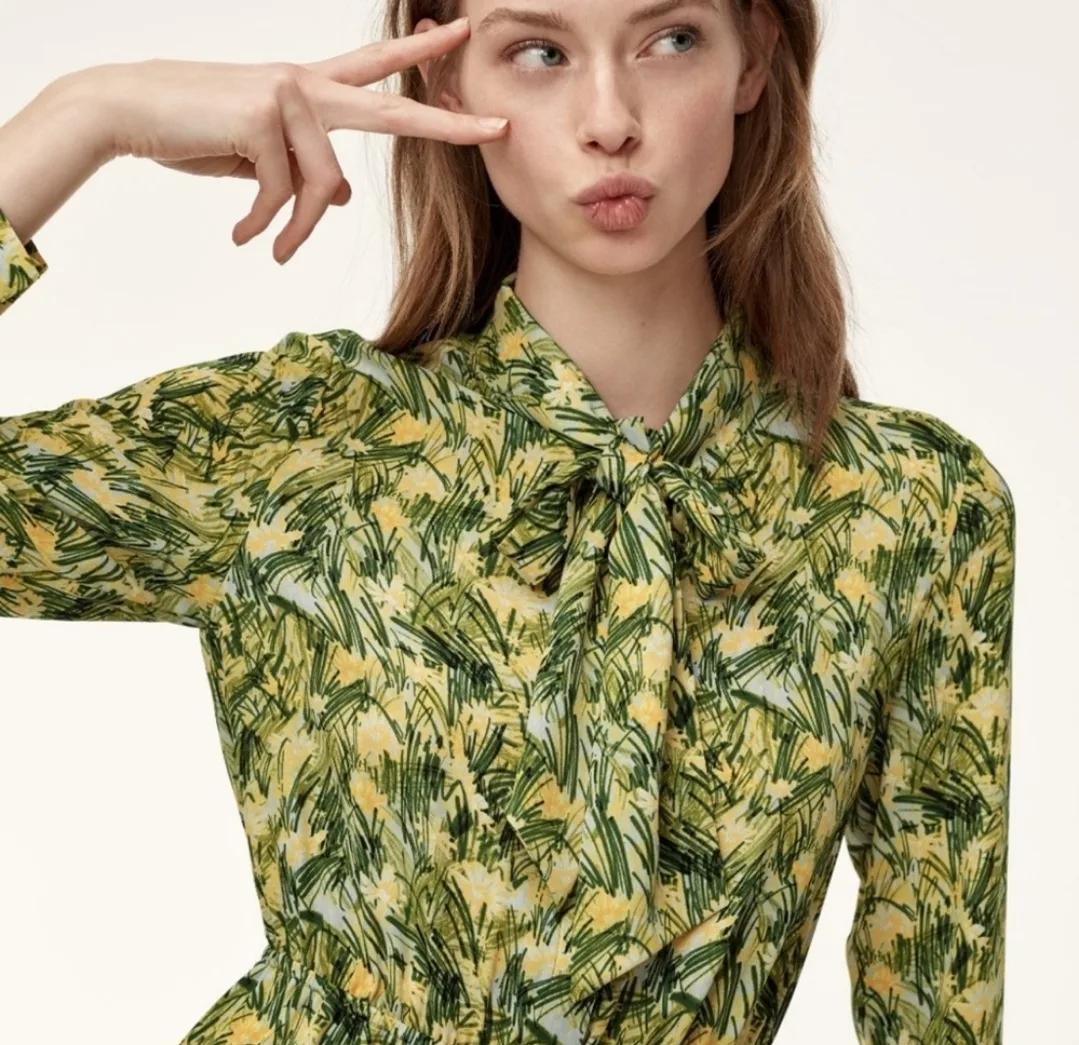 Aritzia Sunday Best Tie-Neck Mini Dress NEW image indicator(3)