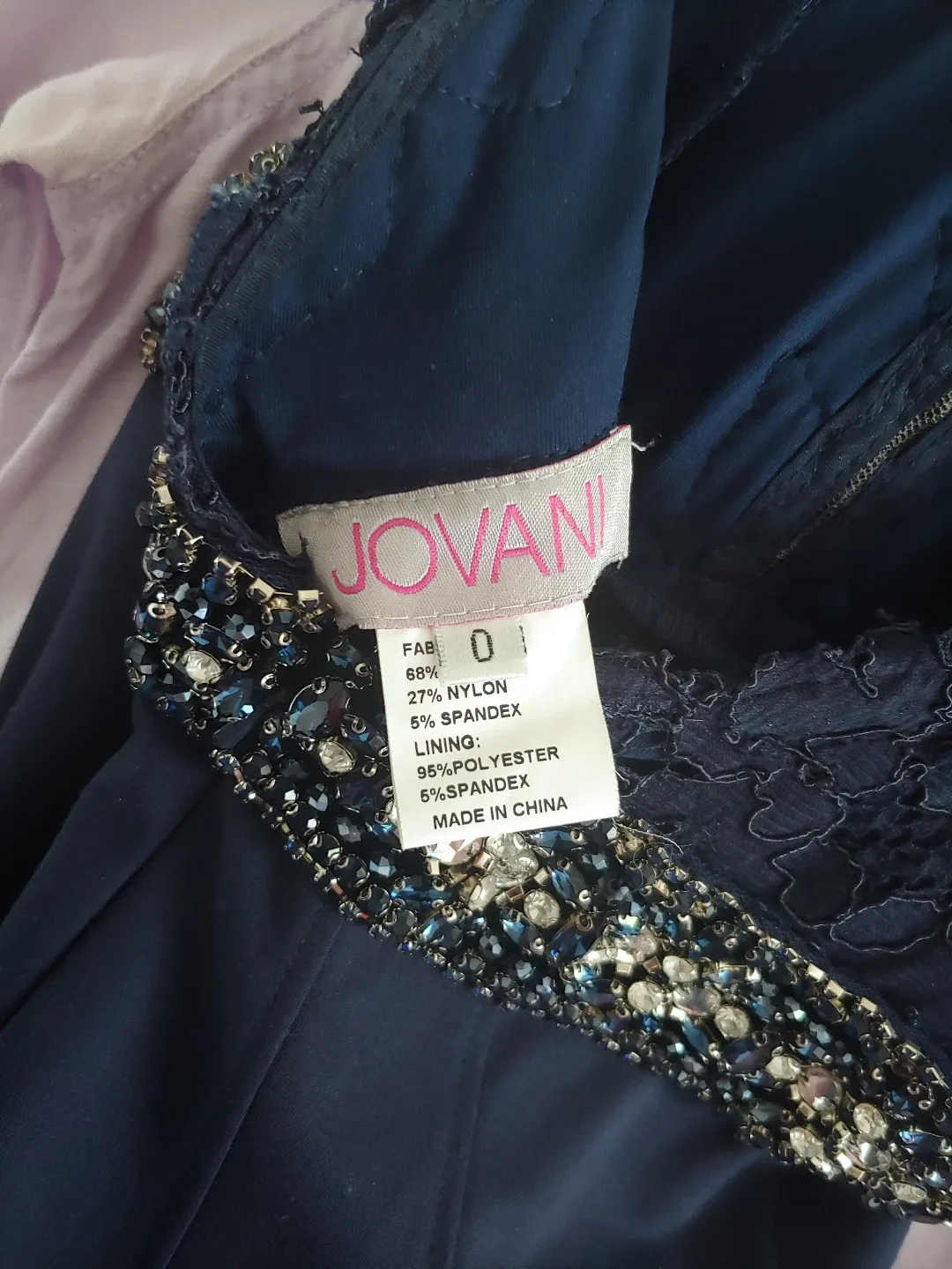 Beautiful Jovani Navy Blue Lace Evening/Prom gown image indicator(9)