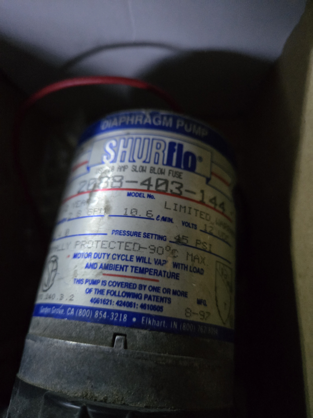 Shurflo diaphragm pump 2088-403-144
