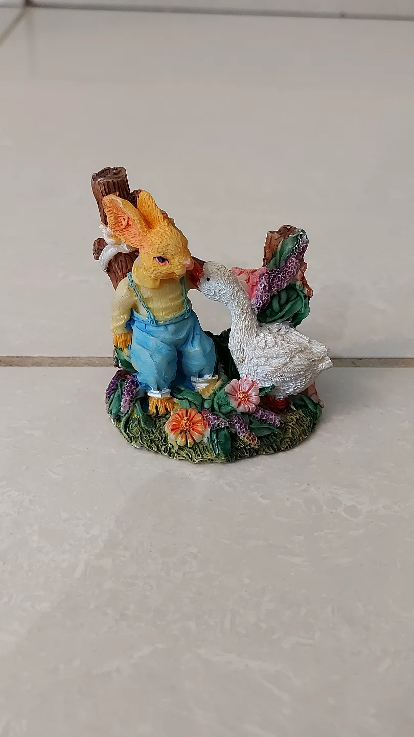 Adorable Bunny and Goose Figurine thumbnail