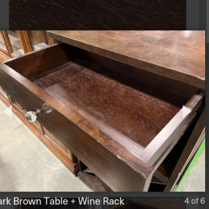 Dark Brown  Wood Wine Rack with Drawer - photo 5