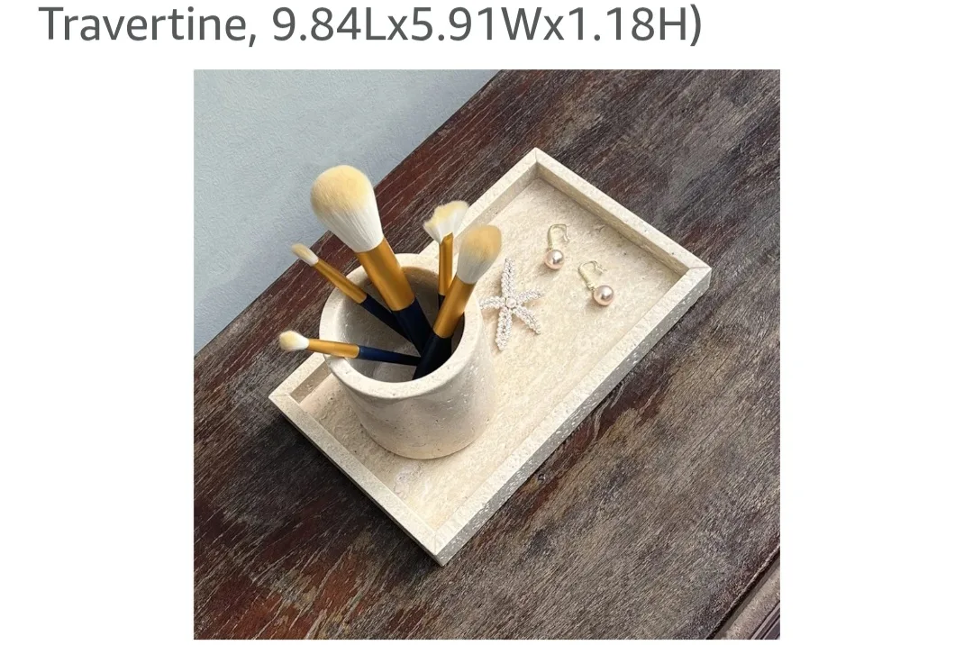 TRAVERTINE (STONE/MARBLE) Hand Made TRAY, MULTI-FUNCTIONAL image indicator(6)