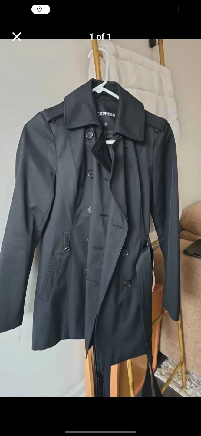 Express Black Trench Coat spring jacket ❤️ thumbnail
