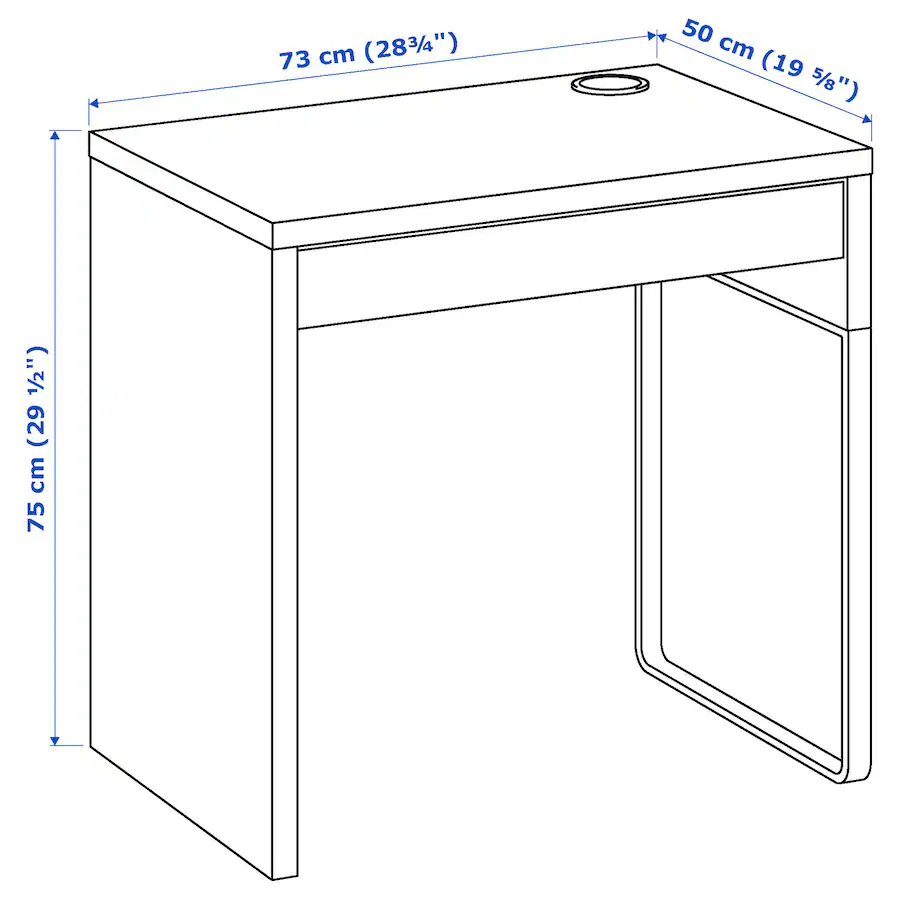 MICKE IKEA White Desk with Drawer and Cable Management - photo 4