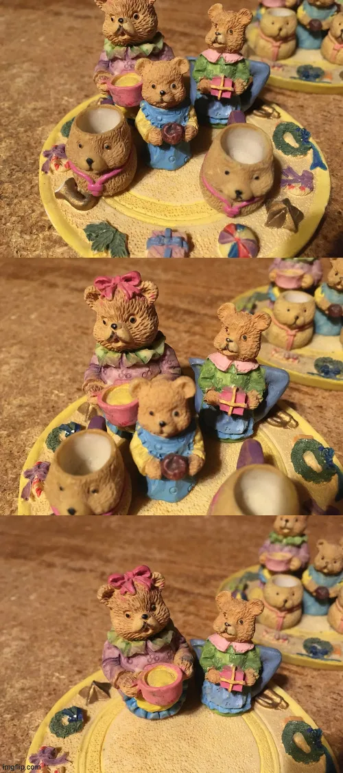 Collectible Bear family Christmas Figurines mini tea set image indicator(6)