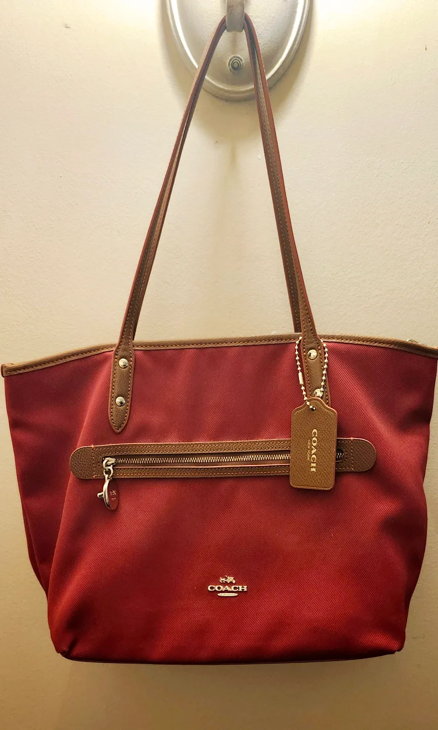 Coach  red canvas tote bag thumbnail
