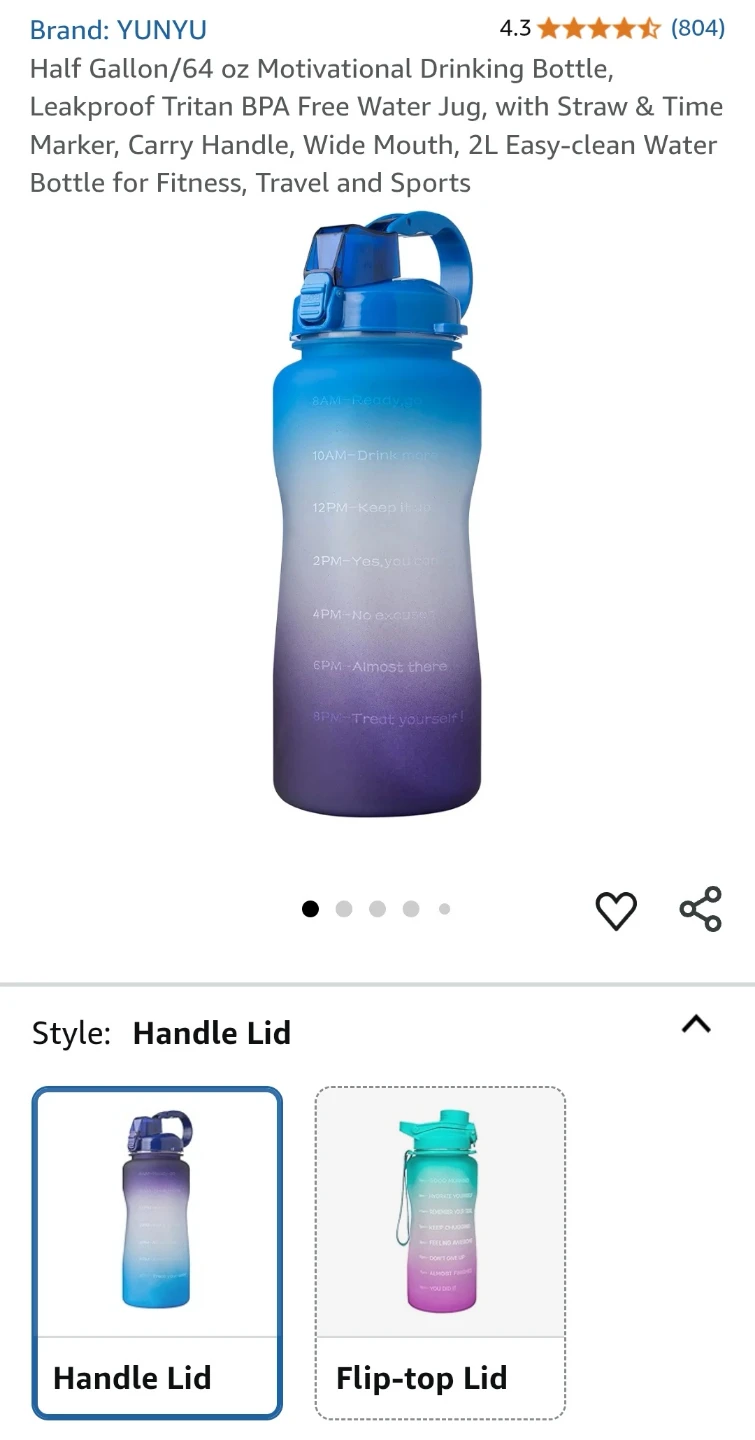 YUNYU 64 oz Motivational Water Bottle with Time Marker & Straw