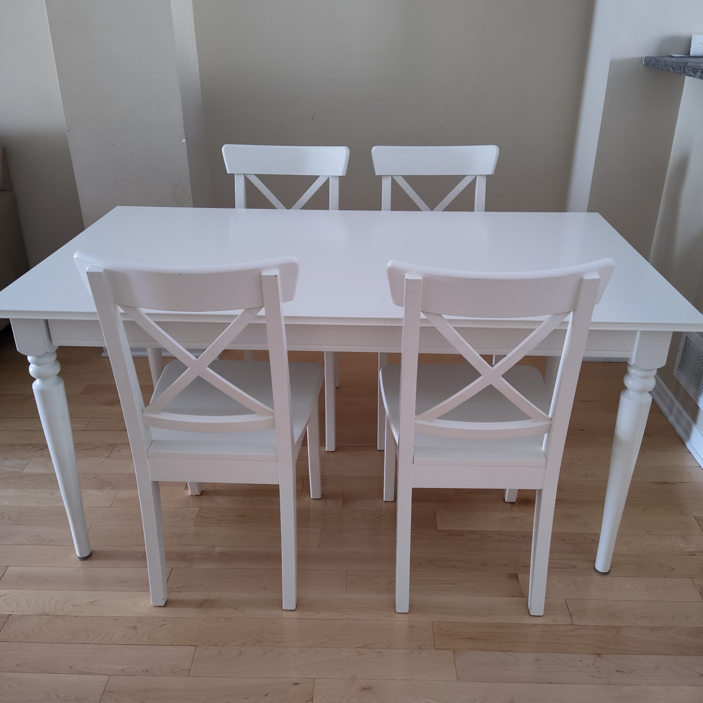 IKEA INGATORP/INGOLF White Table and Four Dining Chairs Set - photo 2