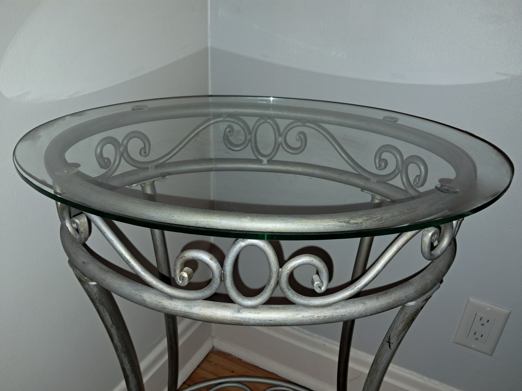 Silver Metal and Glass Accent Table - photo 3