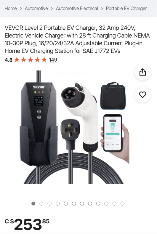 VEVOR Level 2 EV Charger - 32 Amp 240V