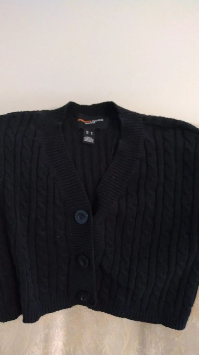 Ambiance Apparel kids Black Cable Knit Cardigan Sweater - Size M image indicator(3)