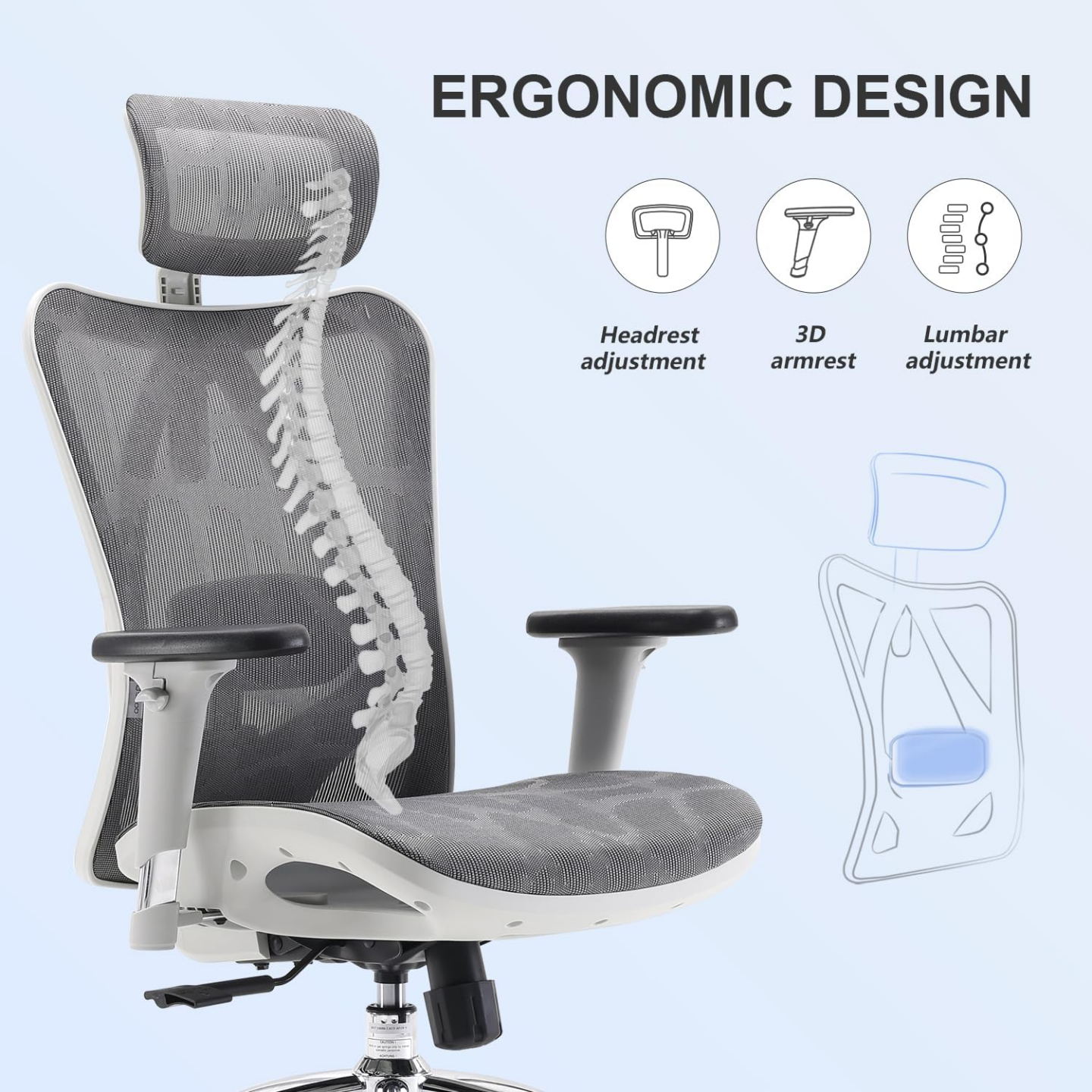 SIHOO ergonomic chair with adjustable headres - photo 5