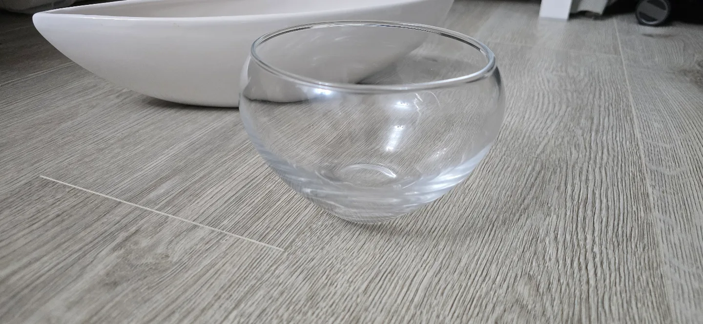 White Ceramic Boat Planter and Glass Vase#freecycle image indicator(3)