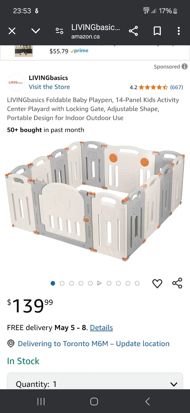 Folding Bear Baby Playpen OR Pet Gate - Grey & Beige thumbnail