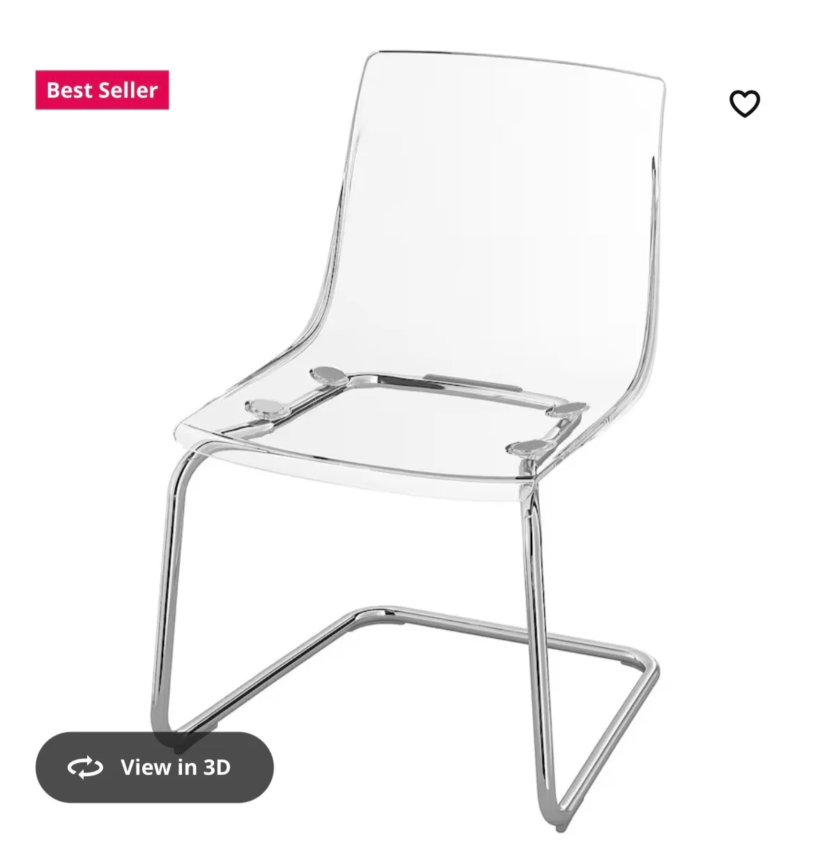 IKEA Transparent Acrylic Chair with Chrome Legs image indicator(3)