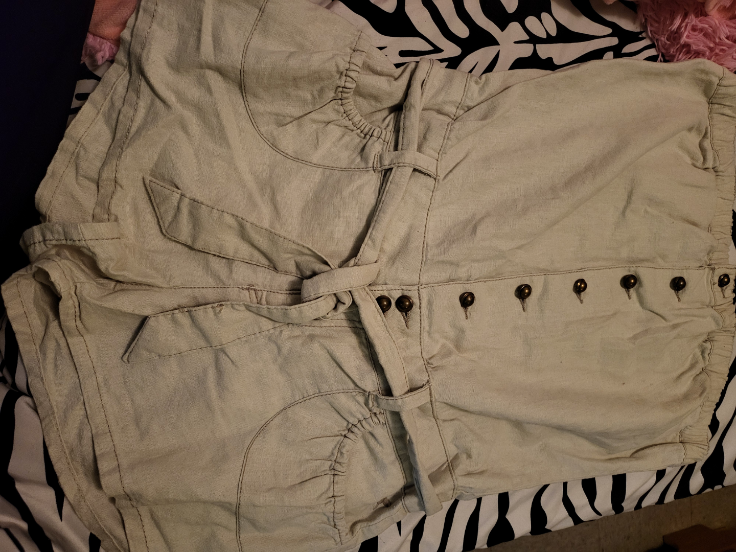 Light Beige Button-Up Short Set