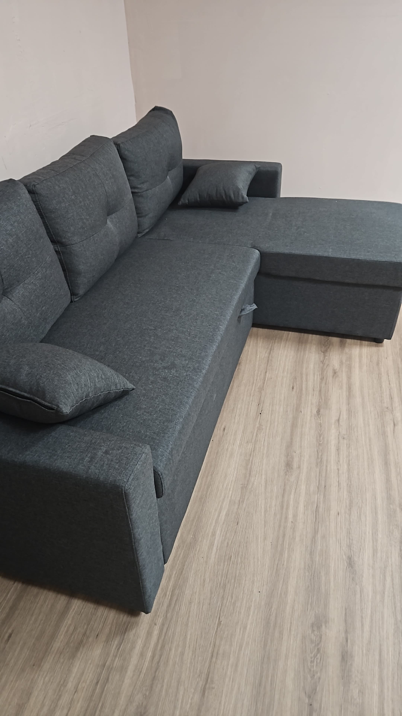 Grey L-Shaped Sectional Sofa Bed - photo 2