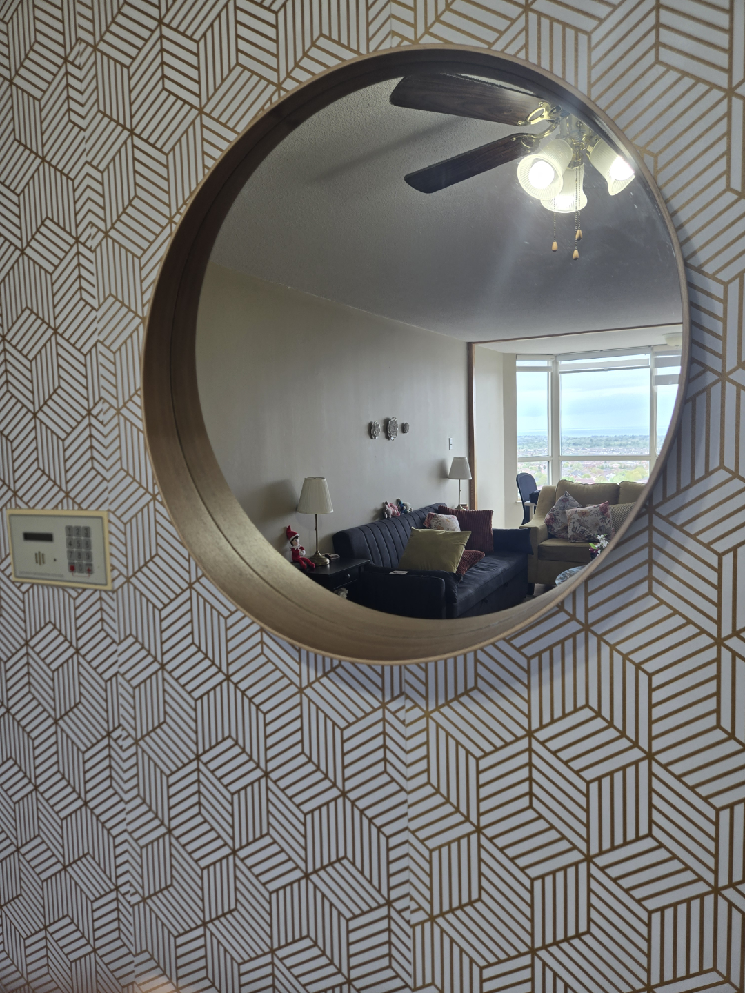 Round Wooden Framed Mirror