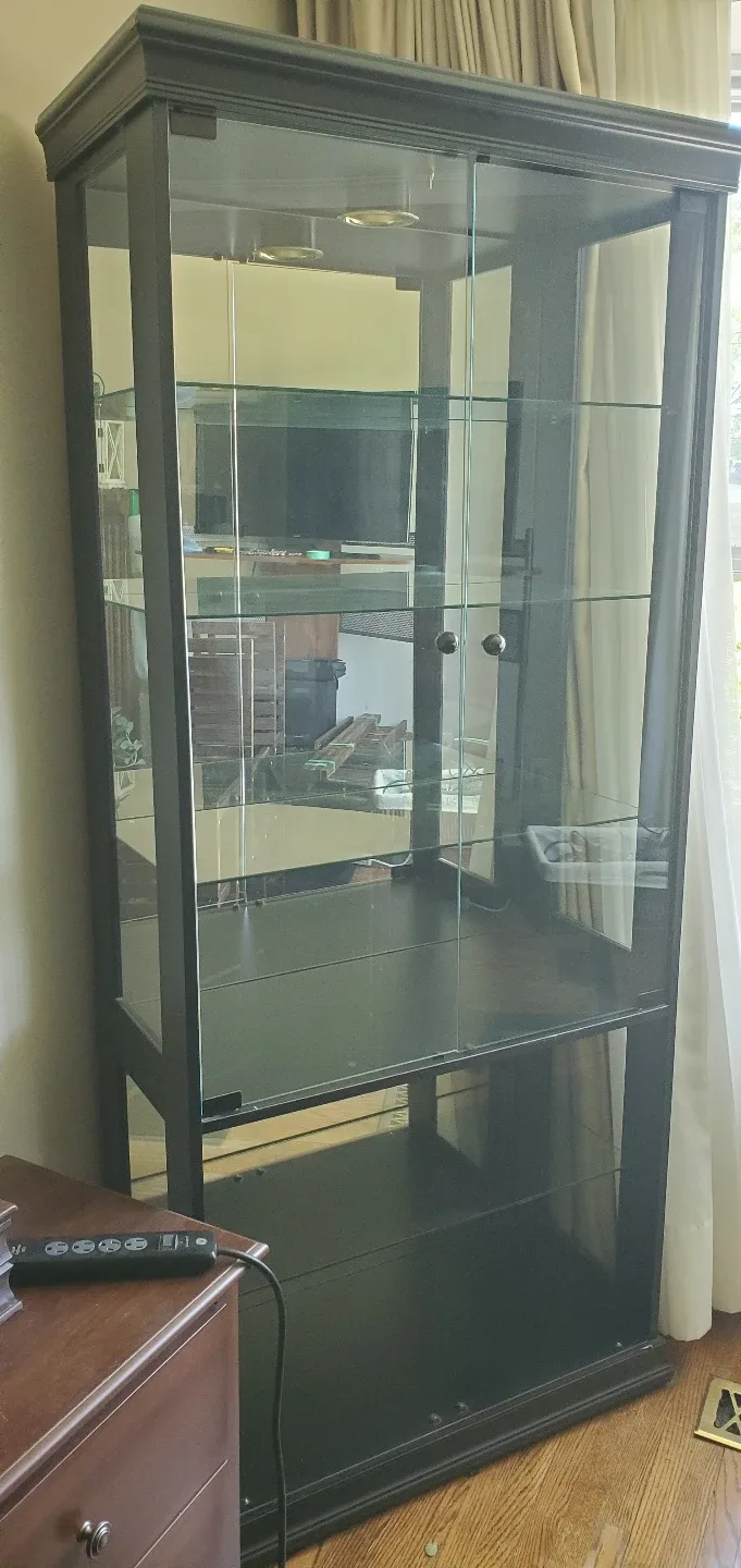 large black Cabinet with Glass Shelves (2 available) image indicator(5)