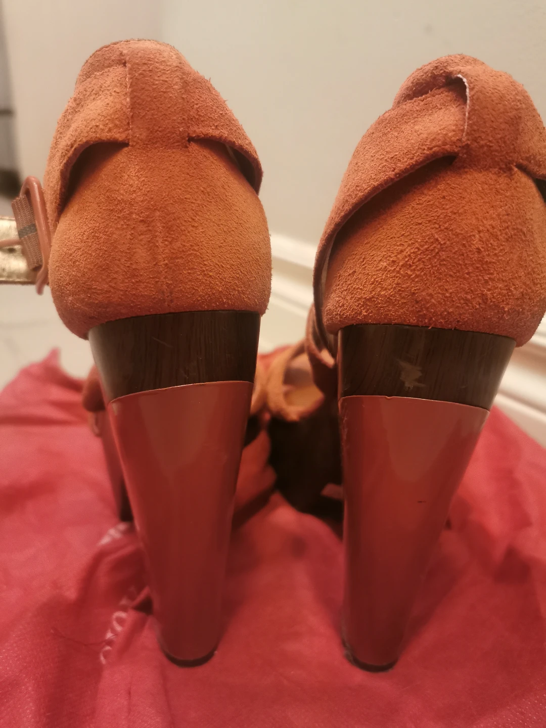 Orange Suede Platform Heels - photo 5
