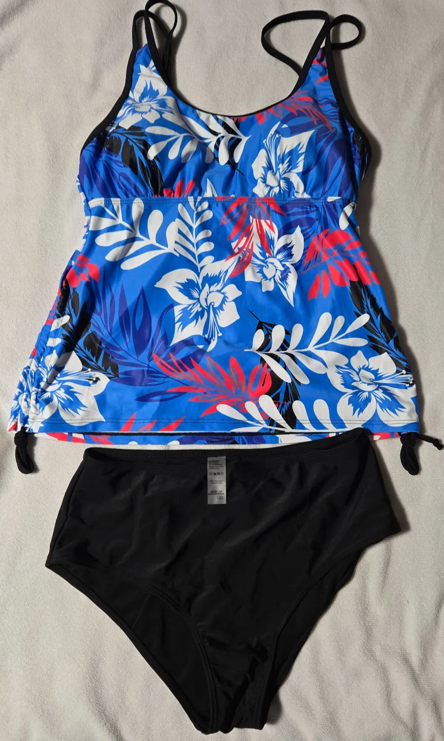 Women's Tropical Print Tankini Swimsuit - Size M image indicator(2)