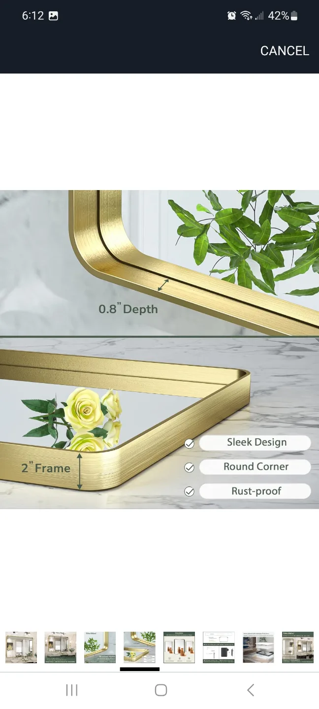 TokeShimi Gold Bathroom Mirror - 40x30 Inches brand new image indicator(4)