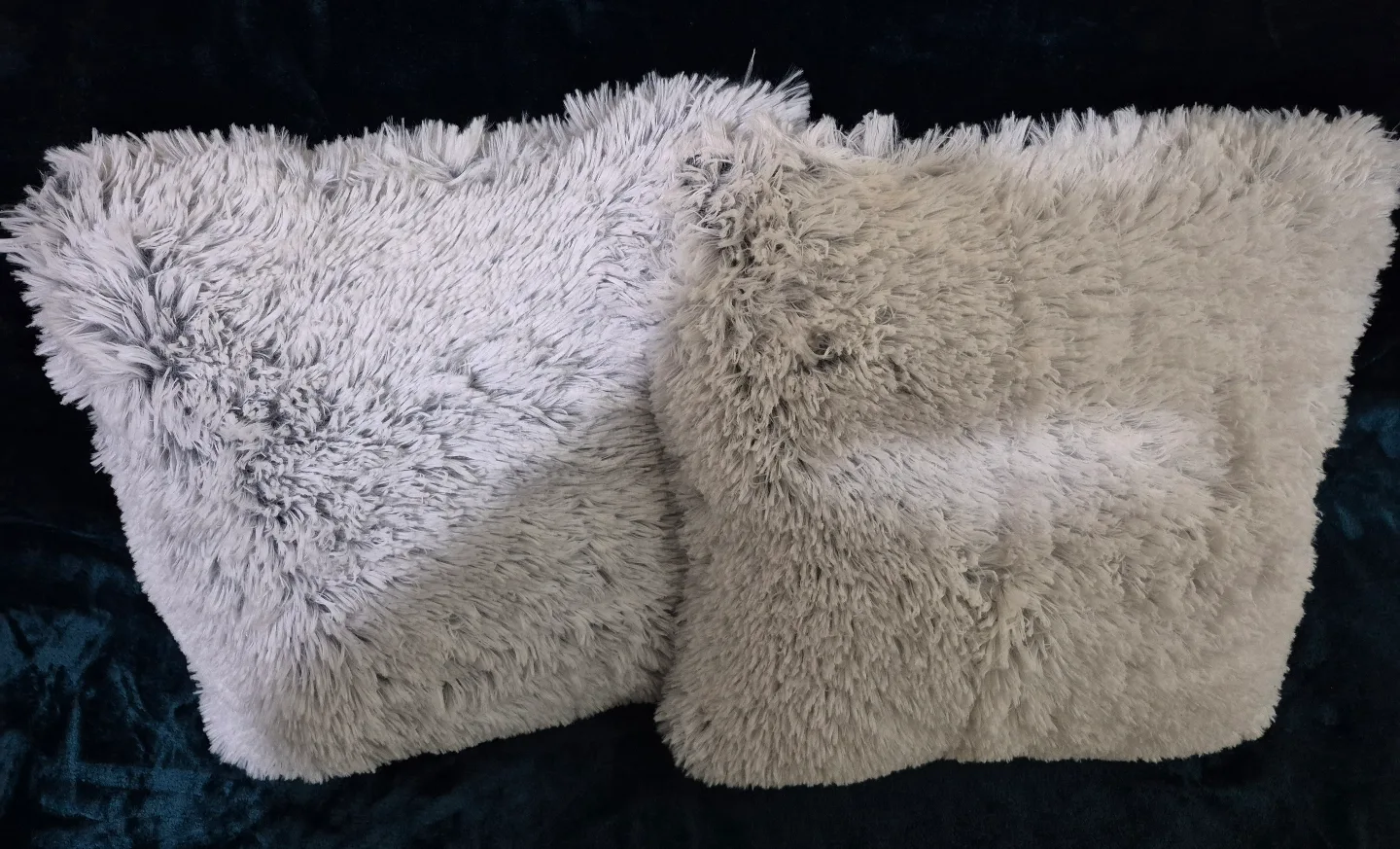Pair of Grey White  Fluffy Throw Pillows hockey 🏒#freecycle thumbnail
