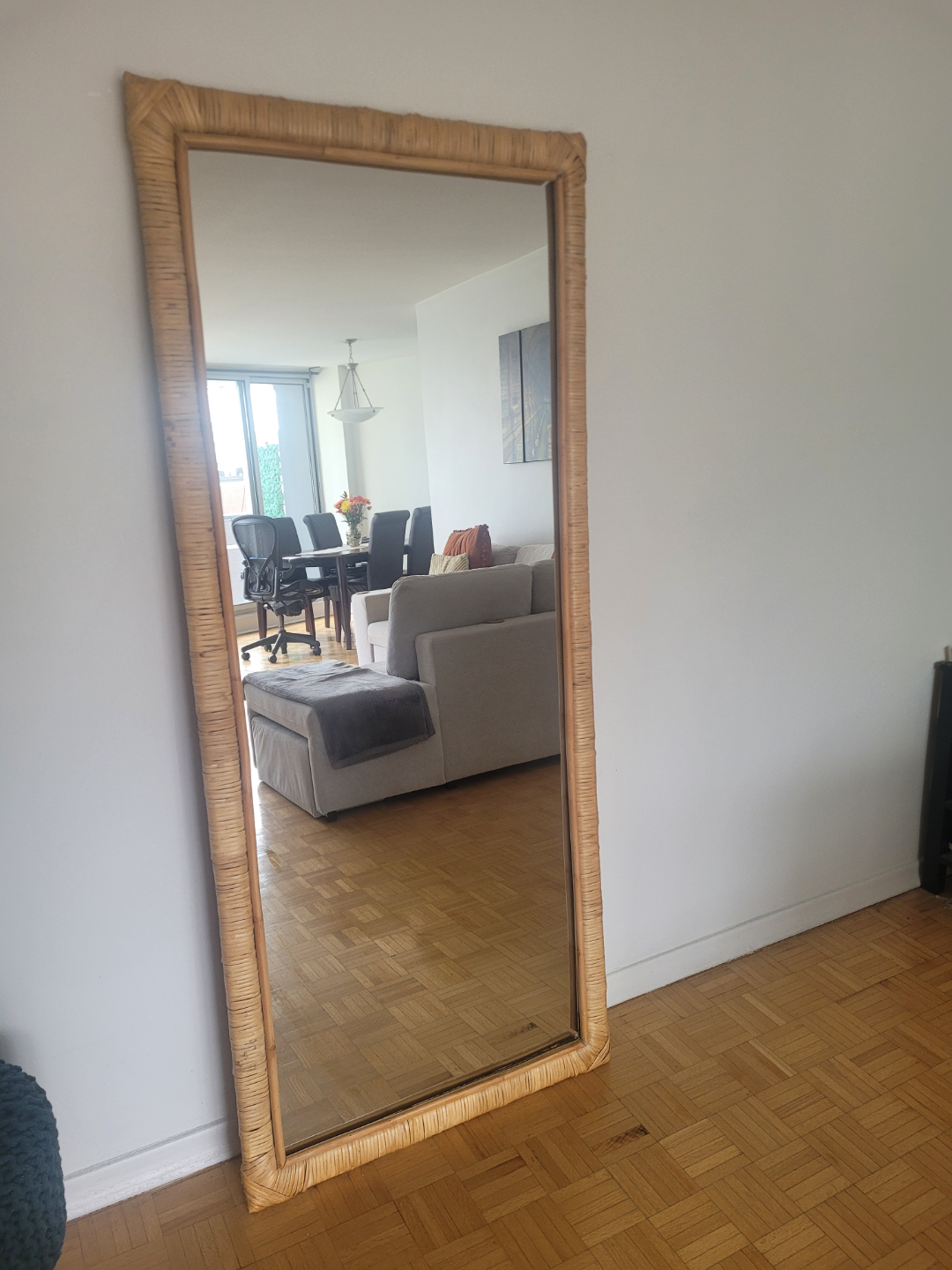 Full-Length Rattan Mirror