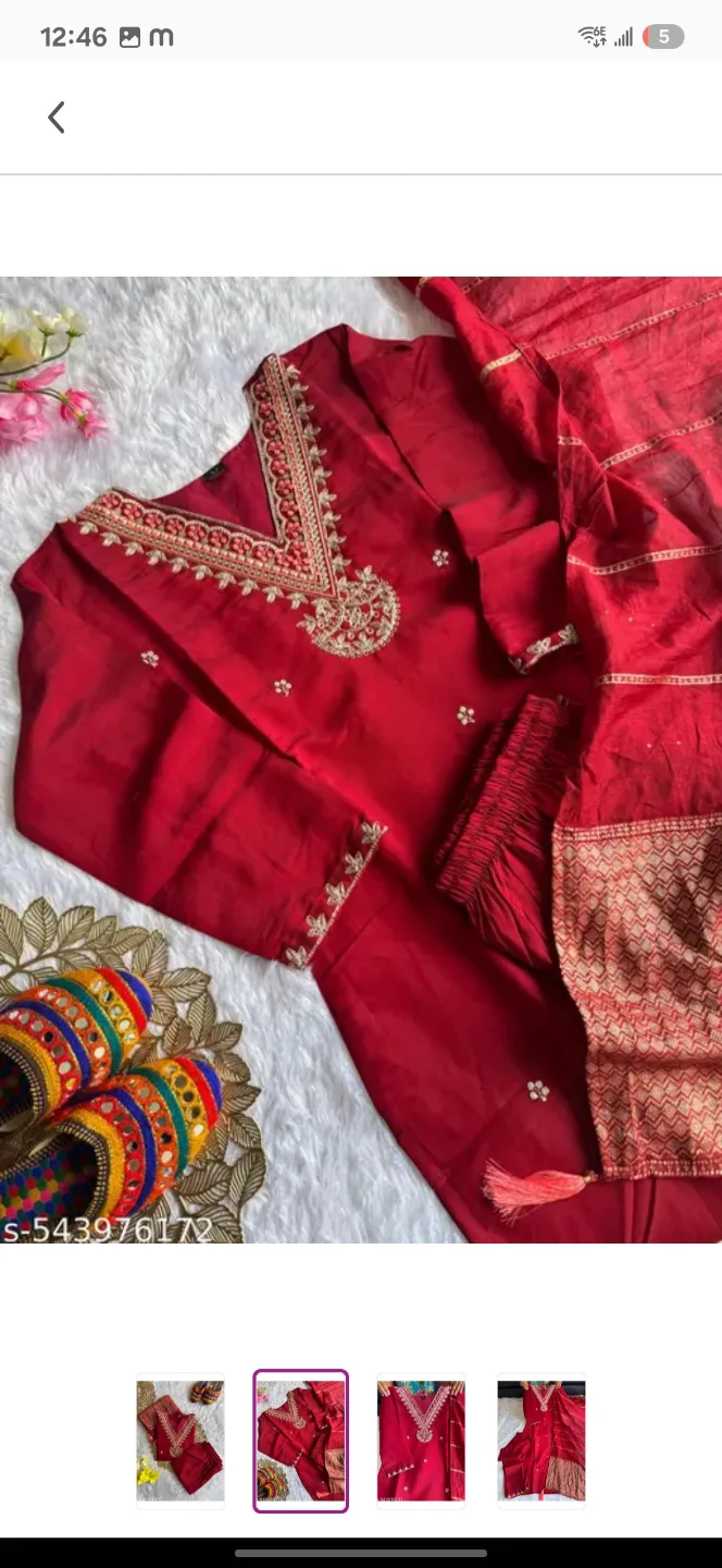 Gorgeous Red Embroidered Shalwar Kameez Suit thumbnail